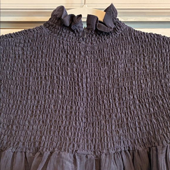 French Connection Navy Smocked Blouse - Picture 6 of 10